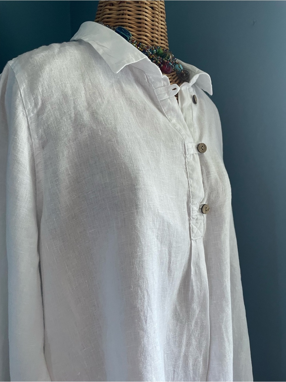 Sigrid Olsen White 100% Linen Relaxed Pullover Tunic Top Size XL - Picture 3 of 12
